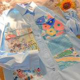 Long Sleeve Art Painting Blouse Shirt