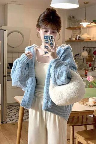 Loose Sweet Knitted Hooded Sweater