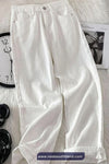 High Waist Basic Long White Jeans Pants