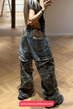 Hip Hop Camouflage Stitching Ripped Jeans Pants
