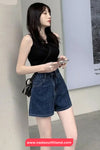 Retro Dark Blue Casual Denim Shorts