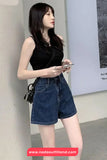 Retro Dark Blue Casual Denim Shorts