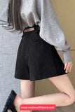 High Waist A-Line Pleated Corduroy Mini Skirts
