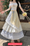 High Waist Lace Drawstring Retro Long Skirts