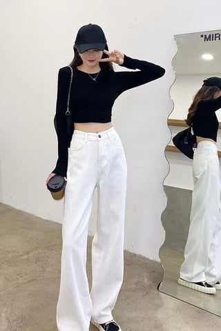 High Waist Casual  White Jeans Pants