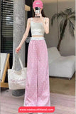 Loose Bow Pattern Printed Lace Blended Jogger Sweatpants