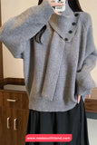 Loose Removable Scarf Knitted Sweater