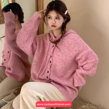 Loose Cute Hooded Knitted Cardigan Sweater