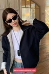 Long Sleeve Double Sided Striped Turn Down Collar Jacket