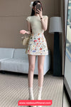 High Waist Elegant Floral A-Line Skirts