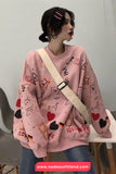 Long Sleeve Loves Art Pattern Printed O-Neck Sweater