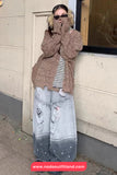 Loose Wide Leg Grey Tie Dye Jeans Pants