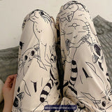 Cute Cat Printed Home Wear Long Pants