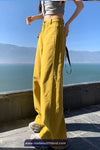 High Waist Loose Wide Leg Casual Yellow Jeans Pants