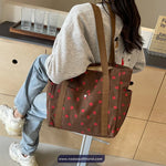 Cute Strawberry Pattern Corduroy Hand Bag