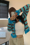 Level up your Coquette Aesthetic with this Striped Cropped Ruffles Cardigan. The perfect choice for Soft Girl outfits, French-chic styles, and "ballet-core" inspired looks. Featuring a flattering cropped fit and adorable ruffle details, this striped sweater is a must-have for your Aesthetic Outfits mood board.