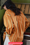 Long Sleeve Retro 90s Orange Striped Blouse Shirt