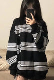 Long Sleeve Retro Striped O-Neck Sweatshirt