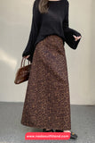 High Waist Vintage Leopard Pattern Elegant Office Skirts