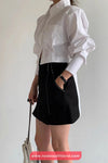 Long Sleeve Lace Back Bandage Blouse Shirts