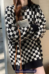 Long Sleeve Casual Checkered Pattern O-Neck Sweater