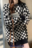 Long Sleeve Casual Checkered Pattern O-Neck Sweater
