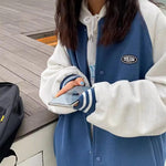 Long Sleeve Vintage Blue Baseball Jackets
