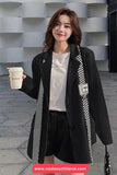 Loose Checkered Spliced Blazer Coat Jacket