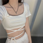 Cross Straps Slim Fit Cropped Shirt