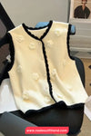 3D Floral Pattern Sleeveless Vest Sweater