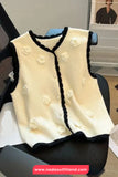 3D Floral Pattern Sleeveless Vest Sweater