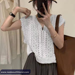 V-Neck Sleeveless Summer Crochet Shirt
