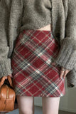 Classic Woolen Plaid Mini Skirts