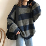 Long Sleeve O-Neck Knitted Striped Sweater