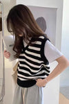 Sleeveless Retro Striped Vest Sweater