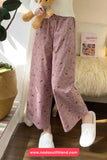 Loose Flowers Pattern Ankle Length Pants