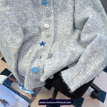 Ocean Theme Button Hooded Cardigan Sweater