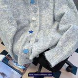 Ocean Theme Button Hooded Cardigan Sweater
