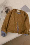 Long Sleeve Suede Short Jacket