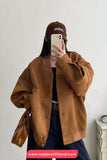 Long Sleeve Vintage Suede Coat Jacket