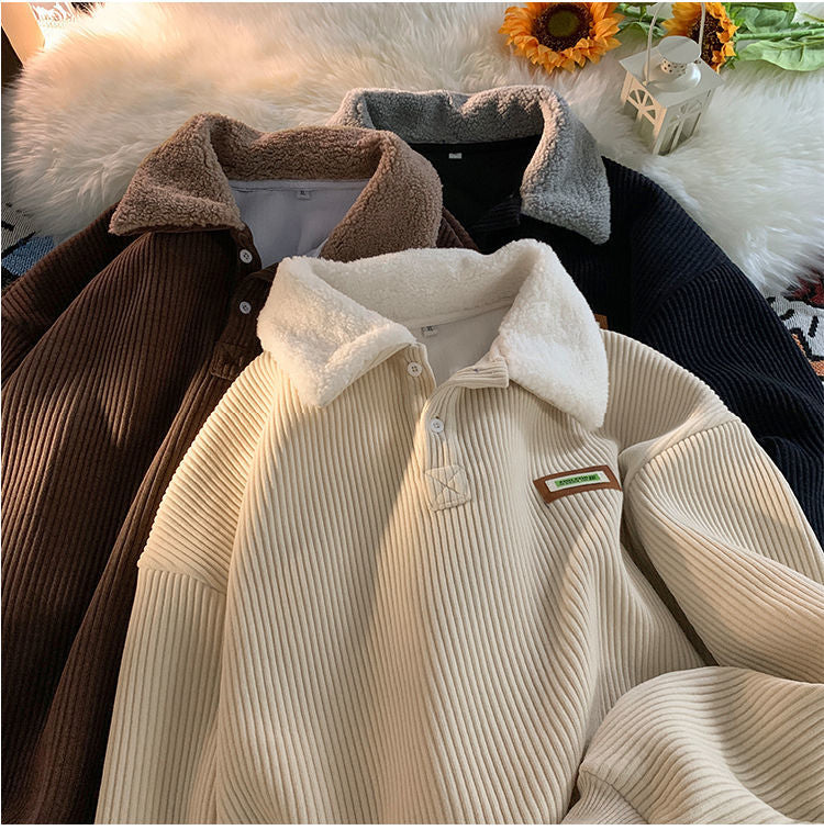 Vintage Lapel Collar Corduroy Sweatshirt – Nada Outfit Land