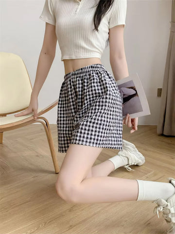 Casual Cute Plaid Pattern Homewear Shorts