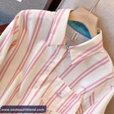 Long Sleeve Classic Contrast Color Striped Blouse Shirt