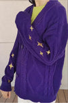 Long Sleeve Stars Embroidered Knitted Cardigan Sweater