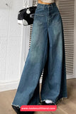 High Waist Loose Tassel Wide Leg Jeans Pants