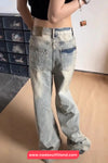 High Waist Vintage Tie Dye Ripped Jeans Pants