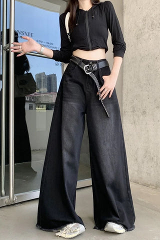 High Waist Loose Wide Leg Oversize Black Jeans Pants