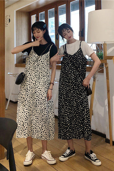 Sleeveless Dot Pattern Strappy Long Dress – Nada Outfit Land