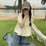 Short Sleeve Drawstring Cute Ruffles Shirt