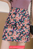 High Waist A-Line Flowers Pattern Skirts